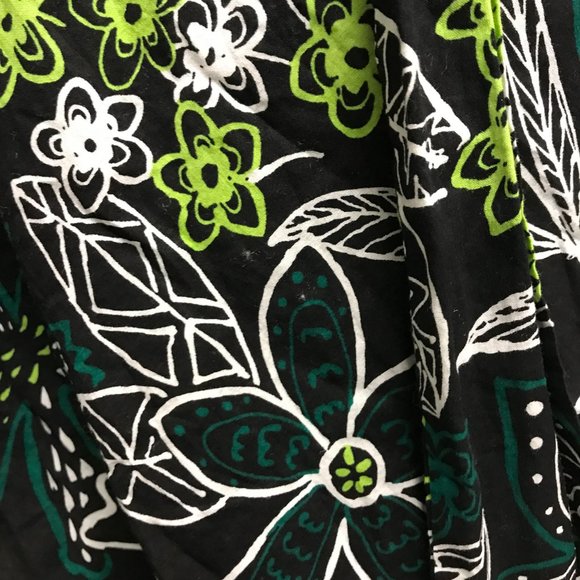 Margaret Oleary black white green floral print wrap around dress sleeveless L - Picture 5 of 6